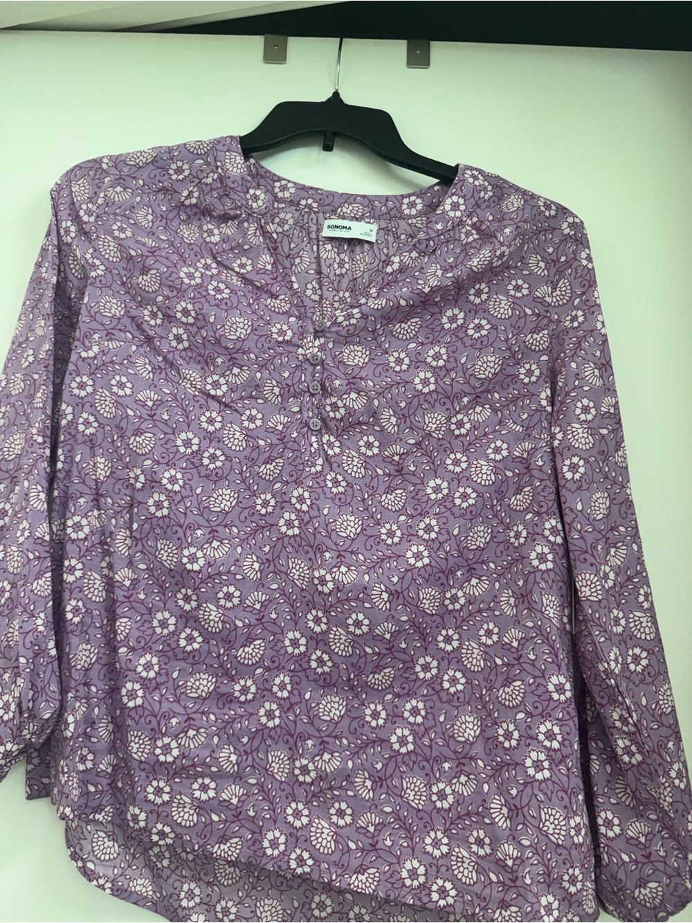 Sonoma Lavender Floral Henley Blouse
